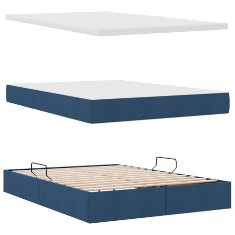 Łóżko z miejscem na przechowywanie i LED Niebieski 140 x 190 cm