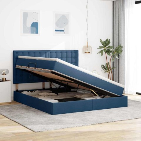 Łóżko z miejscem na przechowywanie i LED Niebieski 160 x 200 cm
