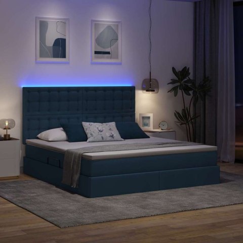 Łóżko z miejscem na przechowywanie i LED Niebieski 160 x 200 cm