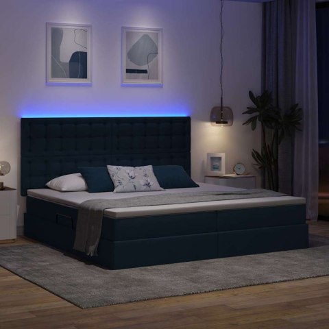 Łóżko z miejscem na przechowywanie i LED Niebieski 200 x 200 cm