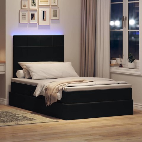 Łóżko z miejscem na przechowywanie i LED Czarny 120 x 200 cm