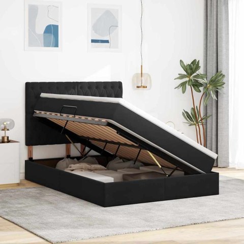 Łóżko z miejscem na przechowywanie i LED Czarny 140 x 190 cm