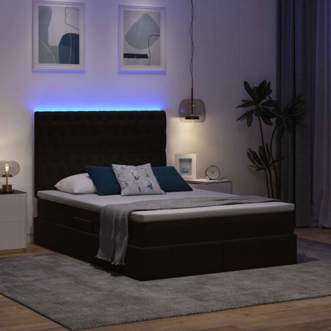Łóżko z miejscem na przechowywanie i LED Czarny 140 x 190 cm