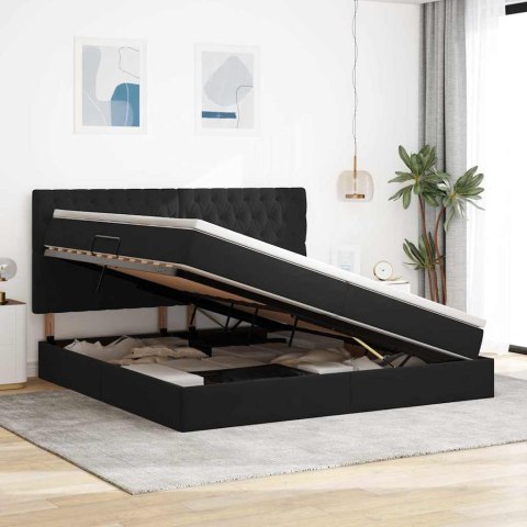 Łóżko z miejscem na przechowywanie i LED Czarny 200 x 200 cm
