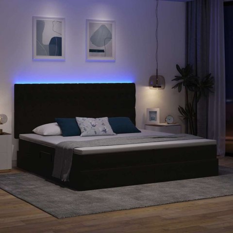 Łóżko z miejscem na przechowywanie i LED Czarny 200 x 200 cm