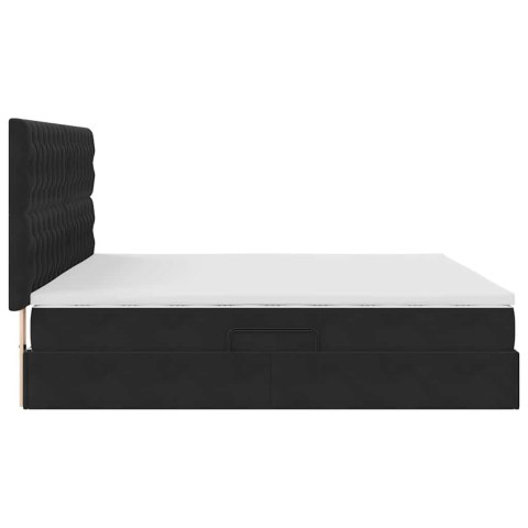 Łóżko z miejscem na przechowywanie i LED Czarny 200 x 200 cm