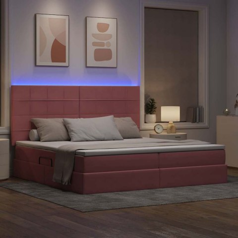 Łóżko z miejscem na przechowywanie i LED Różowy 200 x 200 cm