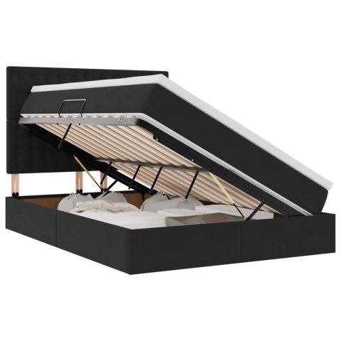 Łóżko z miejscem na przechowywanie i LED Czarny 140 x 190 cm