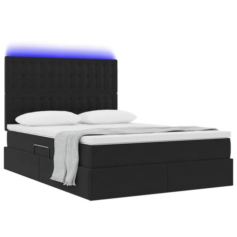 Łóżko z miejscem na przechowywanie i LED Czarny 140 x 190 cm