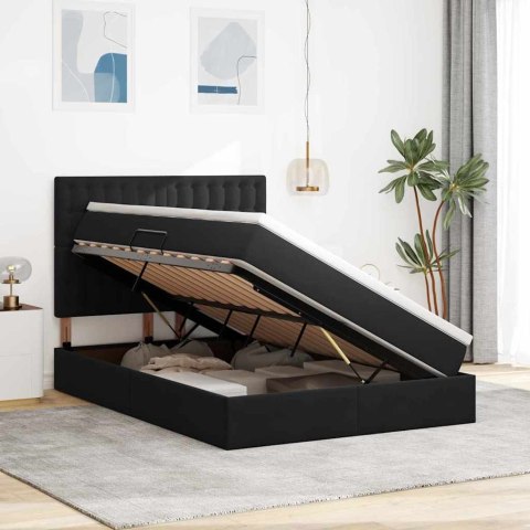 Łóżko z miejscem na przechowywanie i LED Czarny 140 x 190 cm