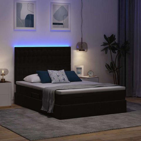 Łóżko z miejscem na przechowywanie i LED Czarny 140 x 190 cm