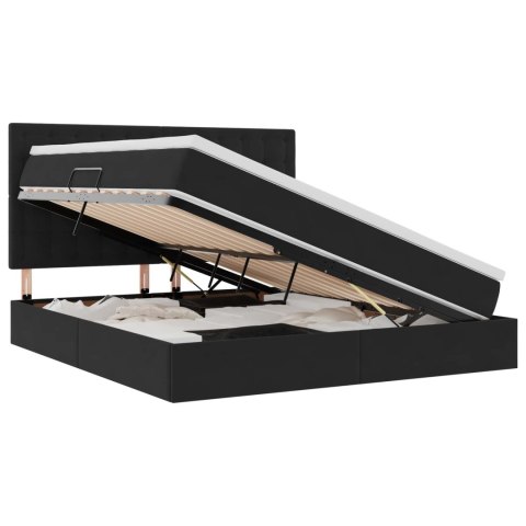 Łóżko z miejscem na przechowywanie i LED Czarny 160 x 200 cm