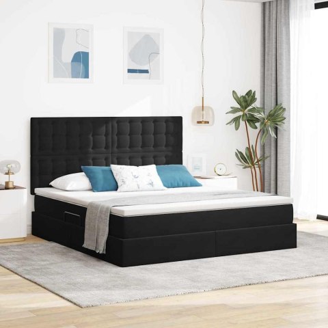 Łóżko z miejscem na przechowywanie i LED Czarny 180 x 200 cm