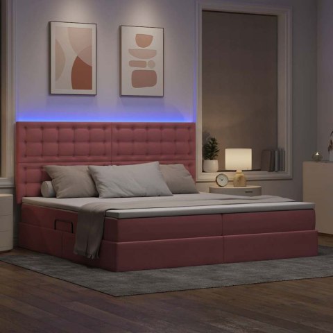 Łóżko z miejscem na przechowywanie i LED Różowy 200 x 200 cm