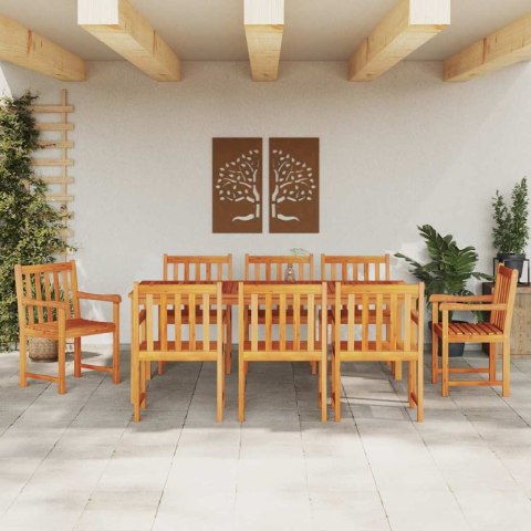 Zestaw do jadalni w ogrodzie 9 pcs Brązowy Lite Drewno Akacji