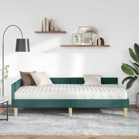 Rama Łóżka Narożnego z Materacem 2 pcs Zielony tkanina