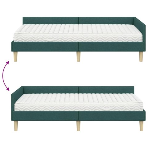 Rama Łóżka Narożnego z Materacem 2 pcs Zielony tkanina