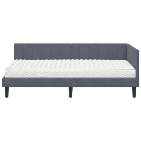 Rama Łóżka Narożnego z Materacem 2 pcs Szary Aksamit