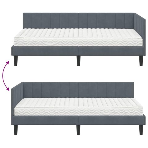 Rama Łóżka Narożnego z Materacem 2 pcs Szary Aksamit