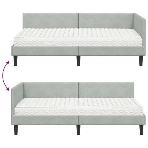 Rama Łóżka Narożnego z Materacem Inny 2 pcs Jasnoszary Aksamit