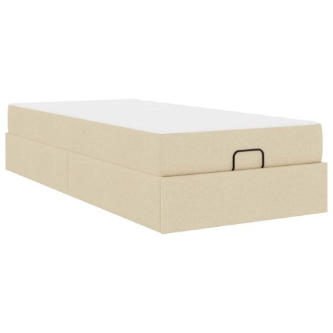 Rama łóżka z materacem z materacem 2 pcs Kremowy tkanina
