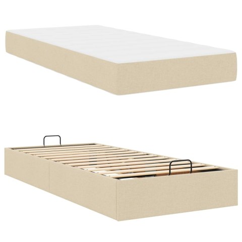 Rama łóżka z materacem z materacem 2 pcs Kremowy tkanina
