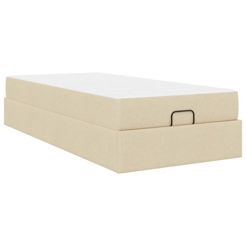 Rama łóżka z materacem z materacem 2 pcs Kremowy tkanina