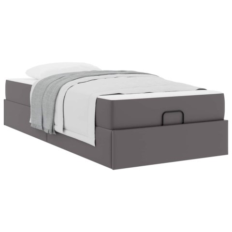 Rama łóżka z materacem z materacem 2 pcs Szary PVC