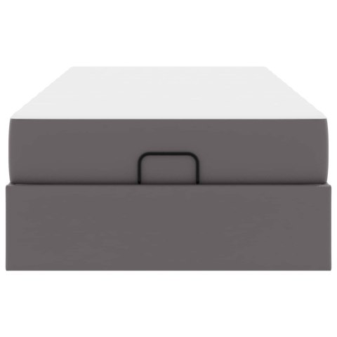 Rama łóżka z materacem z materacem 2 pcs Szary PVC