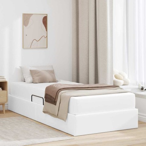 Łóżko z miejscem na przechowywanie i materacem 2 pcs Biały