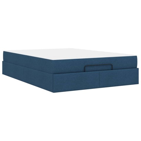 Rama łóżka z materacem z materacem 2 pcs Niebieski tkanina