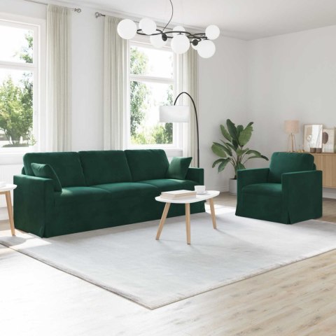 Sofa 2 pcs Ciemna zieleń 228 x 78 x 80 cm Aksamit