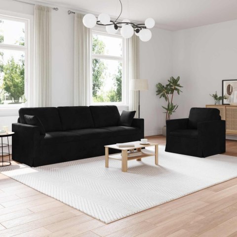 Sofa 2 pcs Czarny 228 x 78 x 80 cm Aksamit
