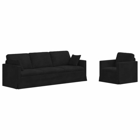 Sofa 2 pcs Czarny 228 x 78 x 80 cm Aksamit