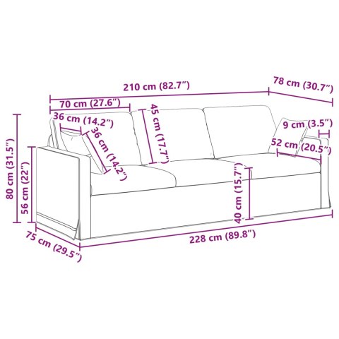 Sofa 2 pcs Czarny 228 x 78 x 80 cm Aksamit