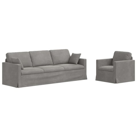Sofa 2 pcs Jasnoszary 228 x 78 x 80 cm Aksamit