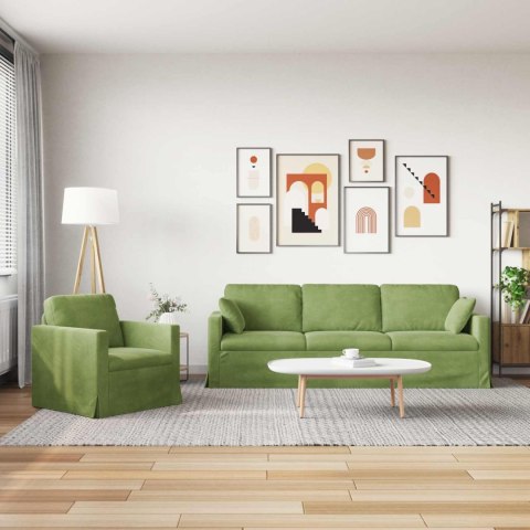 Sofa 2 pcs Jasnozielony 228 x 78 x 80 cm Aksamit