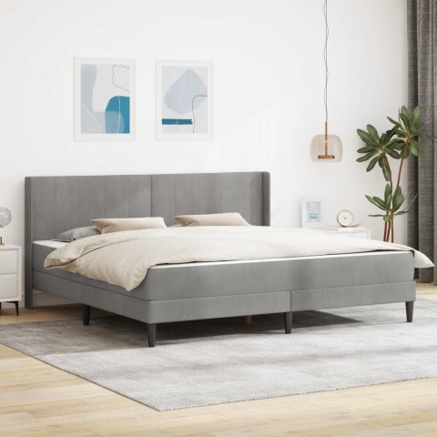 Ramka łóżka z materacem Jasnoszary 200 x 200 cm Aksamit