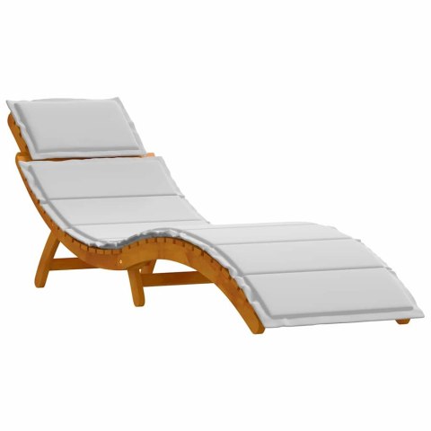 Leżak z poduszką 2 pcs Jasnoszary Lite Drewno Akacji