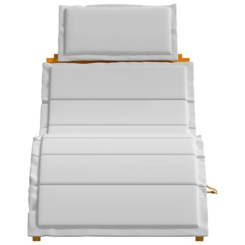 Leżak z poduszką 2 pcs Jasnoszary Lite Drewno Akacji