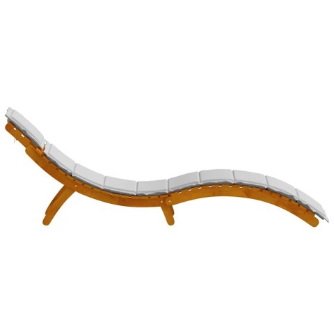 Leżak z poduszką 2 pcs Jasnoszary Lite Drewno Akacji