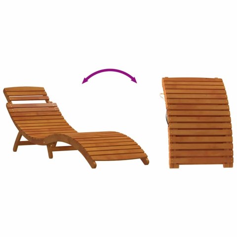 Leżak z poduszką 2 pcs Jasnoszary Lite Drewno Akacji