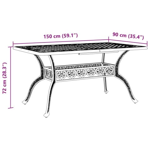 Stół ogrodowy, biały, 150x90x72 cm, odlewane aluminium