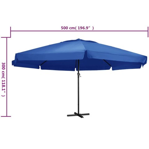 Parasol ogrodowy na aluminiowym słupku, 500 cm, niebieski