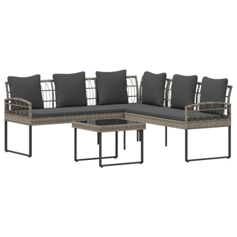 Zestaw sof ogrodowych 2 pcs Szary Rattan polietylenowy i stal