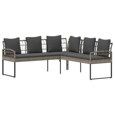 Zestaw sof ogrodowych 2 pcs Szary Rattan polietylenowy i stal