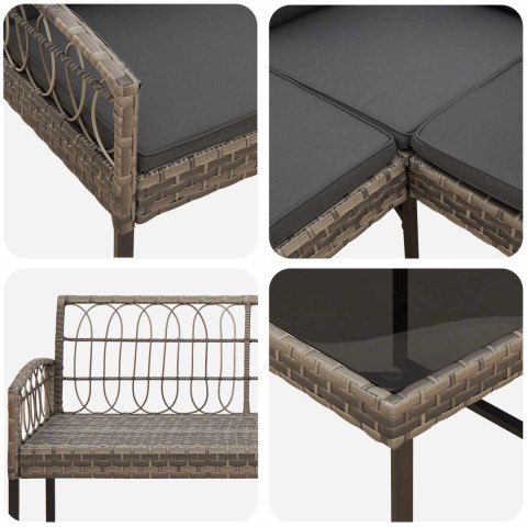 Zestaw sof ogrodowych 2 pcs Szary Rattan polietylenowy i stal