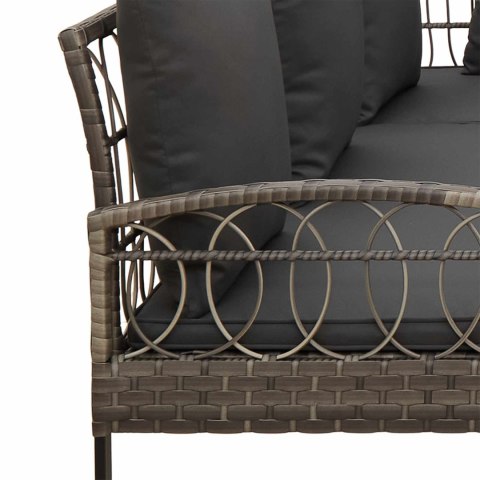 Zestaw sof ogrodowych 2 pcs Szary Rattan polietylenowy i stal
