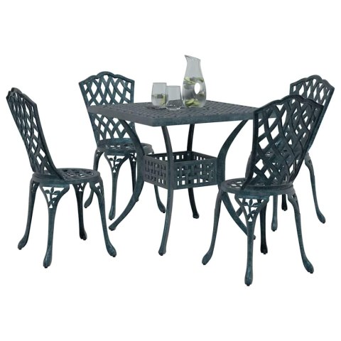 Zestaw stołów ogrodowych 5 pcs Zielony Aluminium odlewane