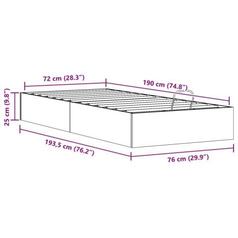 Rama Łóżka Otomanowego z Przechowalnią 2 pcs Naturalny